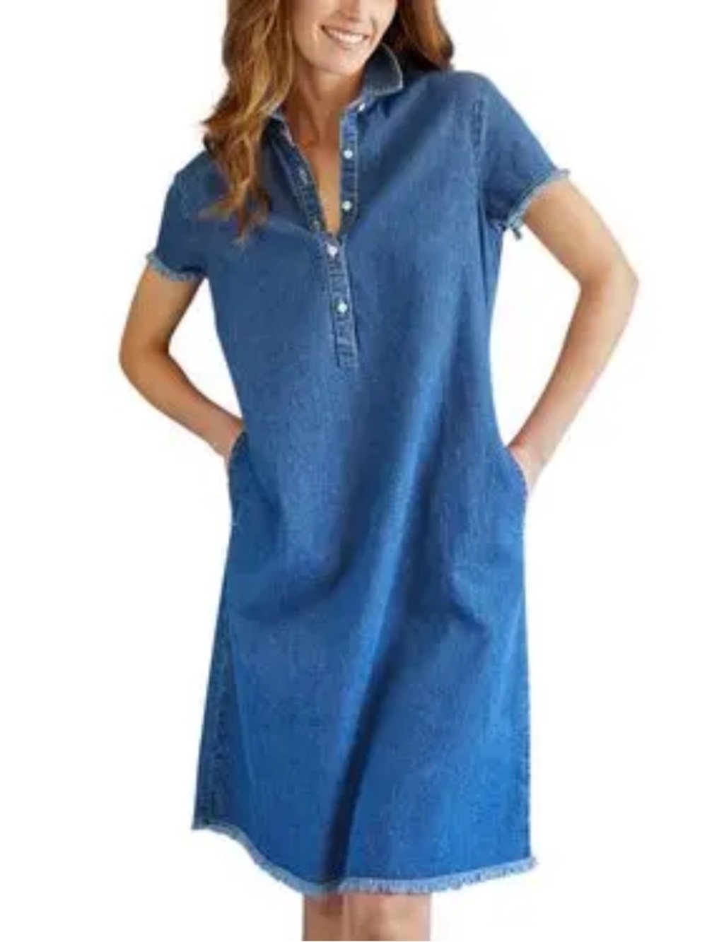 J. McLaughlin Blue Denim Polo Midi Dress